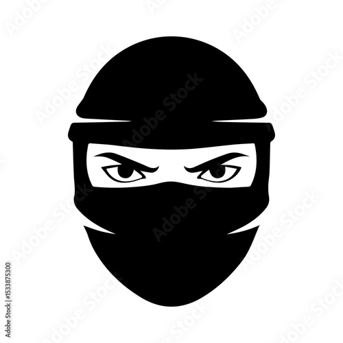 Silhouette of Assassin Face Half Covered – Mysterious Stealth Character Icon


