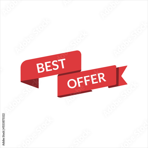 BEST SALE red ribbon discount label vector on white background