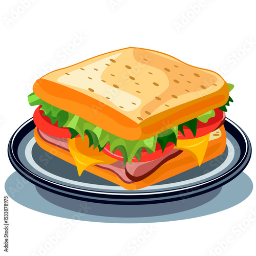 sandwich on plate no background vector