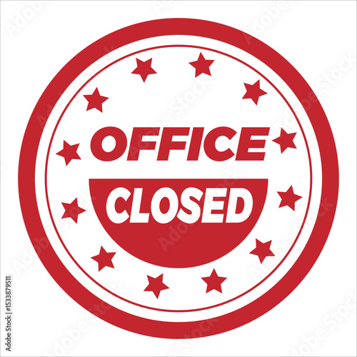 Office Closed round stamp icon grunge distressed style