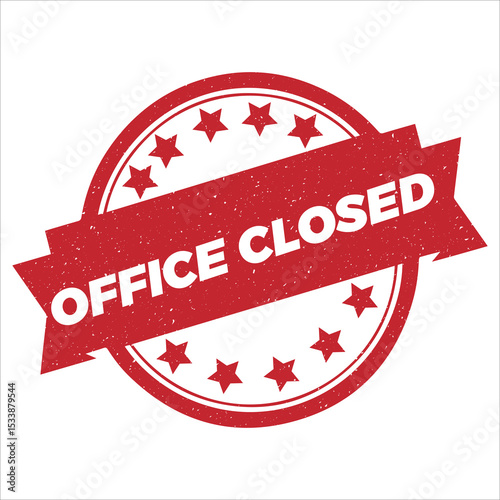 Office Closed round stamp icon grunge distressed style