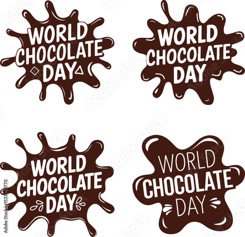 Happy World Chocolate Day, July 7, handwritten text isolated on white background