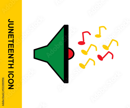 Vector of a speaker decorated in Juneteenth colors. Symbolizes the voice of freedom and celebration. Great for event posters and announcements.