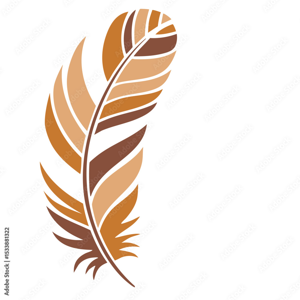 Fototapeta premium Simple boho vector art of feather