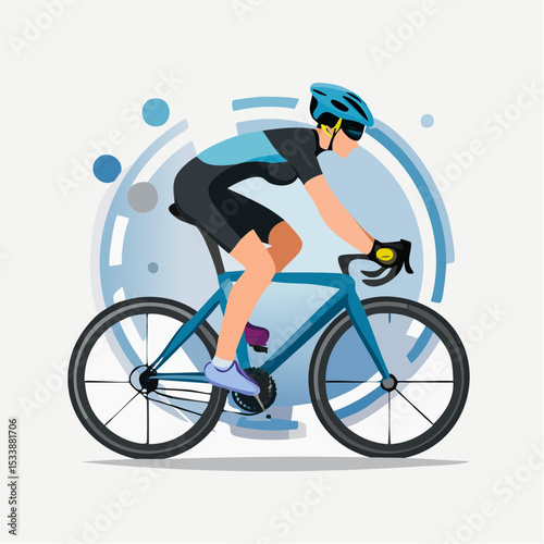 abstract icon of a cyclist on a white background