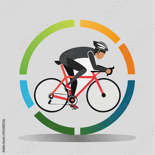 abstract icon of a cyclist on a white background