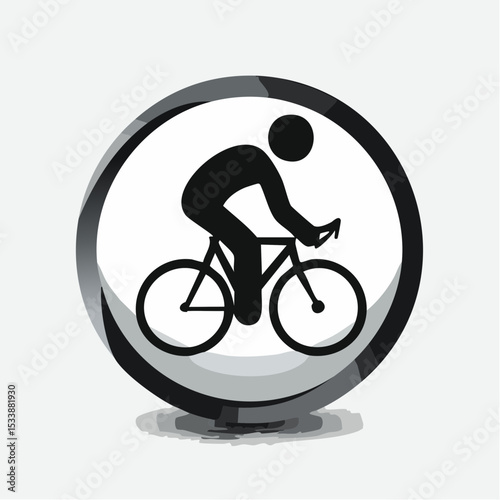 abstract icon of a cyclist on a white background