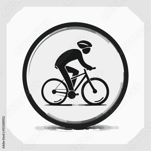abstract icon of a cyclist on a white background