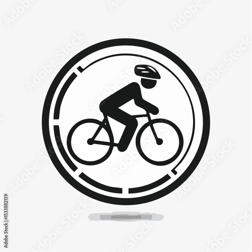 abstract icon of a cyclist on a white background