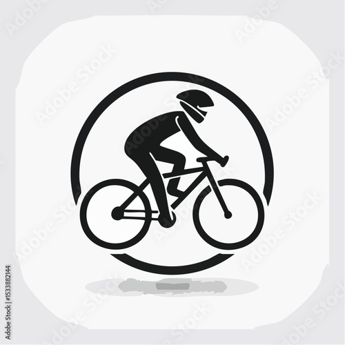 abstract icon of a cyclist on a white background