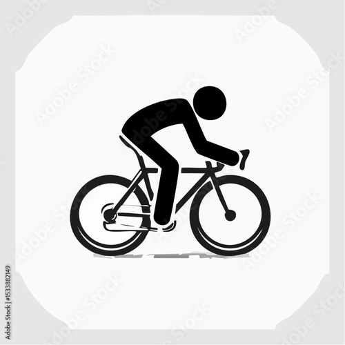 abstract icon of a cyclist on a white background