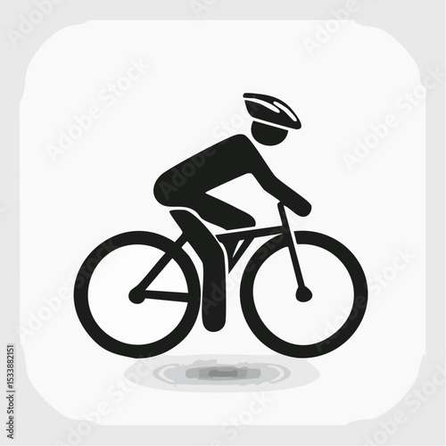 abstract icon of a cyclist on a white background