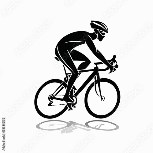 abstract icon of a cyclist on a white background