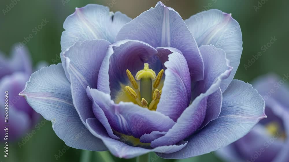 A Vibrant Purple Flower with Delicate Petals and Golden Stamens