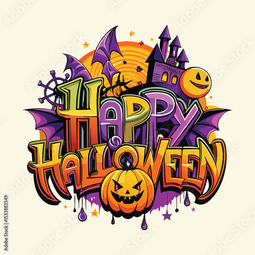 Happy Halloween Celebration with Spooky Elements