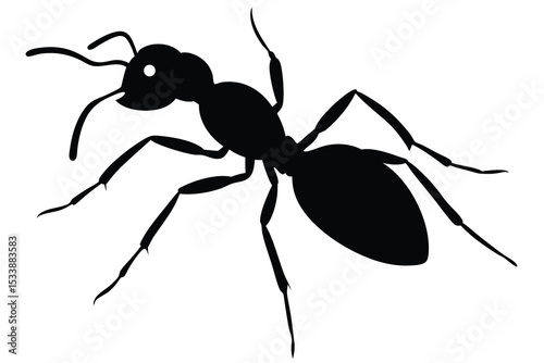 Black Ant Silhouette Illustration Closeup of an Insect Pest Control