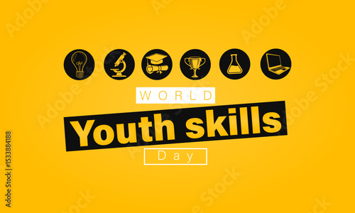 Celebrate World Youth Skills Day background design. Highlighting education, innovation, and growth for the next generation of skilled youth.