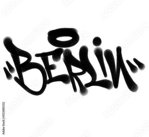 textured sprayed graffiti letter BERLIN isolated in black