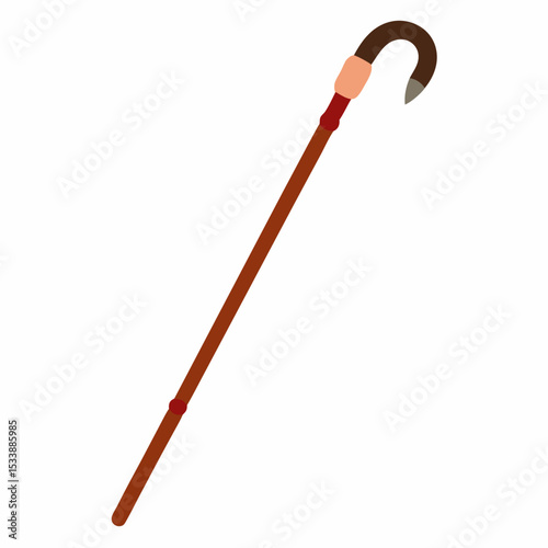 Herding Stick Vector Illustration | Generative AI & Linocut Silhouette Design