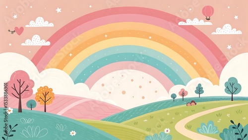 Abstract kawaii Colorful Sky rainbow background. Soft gradient pastel Comic graphic. Concept for children