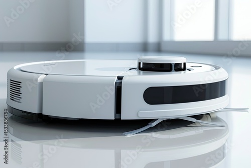 high quality picture of White robotic vacuum cleaner isolated on white