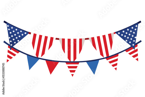 Festive USA Pennant Banner Decoration Stars, Stripes and Solid Colors for Patriotic Events