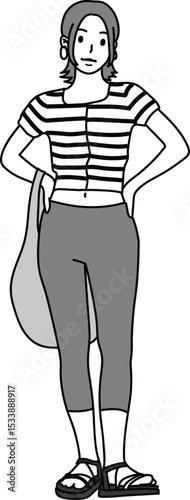 illustration, Adult female in casual look, drawing cartoon avatar woman, cute model lady, people