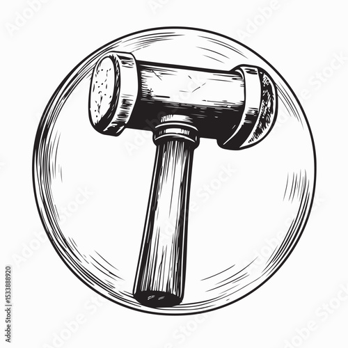 Retro Sledgehammer Inside a Circle in a Vintage Style Vector Illustration