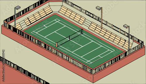 Tennis Clay Court. View from the bird's flight. Aerial photography           