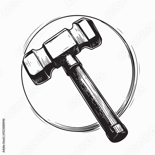 Retro Sledgehammer Inside a Circle in a Vintage Style Vector Illustration