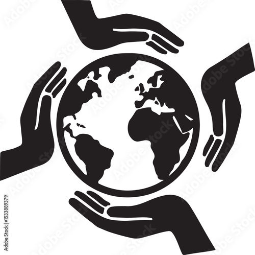 Globe held by multiple hands
