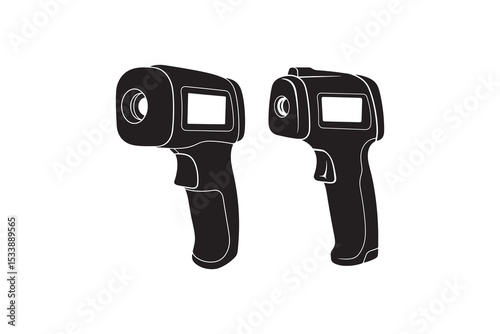 Infrared Thermometer Silhouette Illustration Temperature Gun Icon