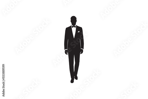 Man Silhouette in Suit Elegant Male Silhouette Illustration