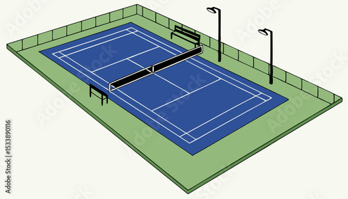Tennis Clay Court. View from the bird's flight. Aerial photography           