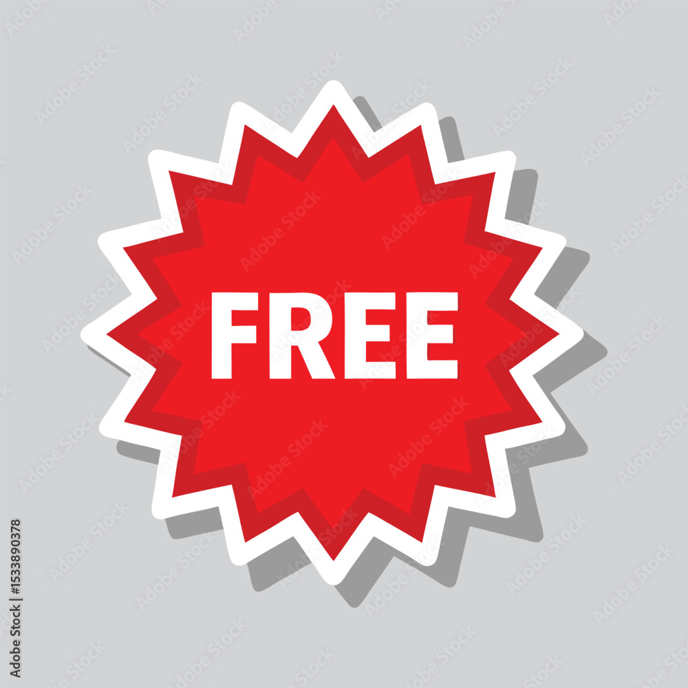 FREE bold red burst label vector — promotional graphic for marketing, freebie giveaways, discount offers, and special advertising use. FREE bold red burst label vector — promotional graphic for marketing, freebie giveaways, discount offers, and special advertising use.