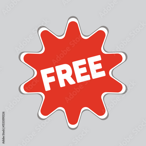 FREE red and white bold burst vector — clean star-shaped label for highlighting promotional products, services, or bonus items.