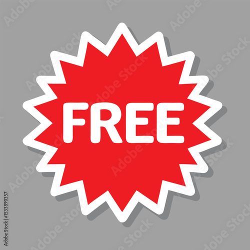 FREE vector graphic with wavy edge — bold red label design for promotions, giveaways, retail offers, and ecommerce sales.