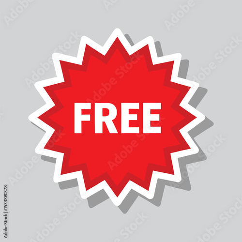  FREE bold red burst label vector — promotional graphic for marketing, freebie giveaways, discount offers, and special advertising use.