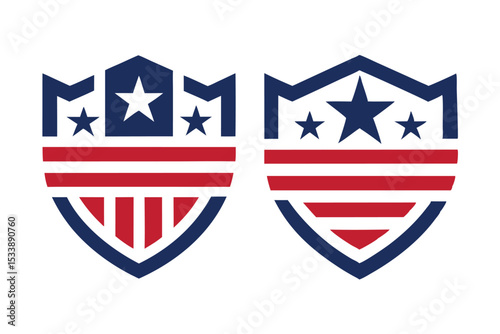 Patriotic Shields Illustration Red, White, and Blue USA Themed