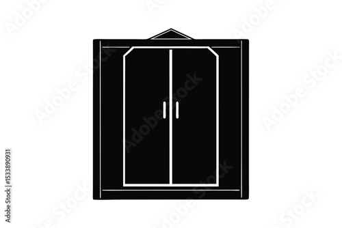 Silhouette vector art illustration of a wardrobe with sliding doors.eps