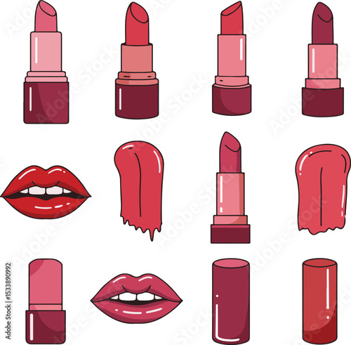 set of lipsticks vector