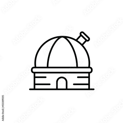 Line art illustration of a dome-shaped observatory building  