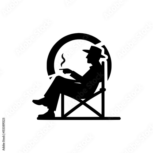Man in hat smoking and relaxing in chair