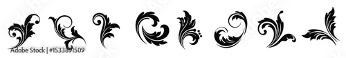 summer leaf floral swirl ornaments logo decorative elements vintage art pattern botanical desig