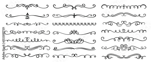 swirl ornaments frames vintage borders corner dividers filigree elements calligraphy line decoration