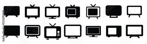 TV Vector Silhouette Set Retro & Modern Television Graphics. Vector illustration