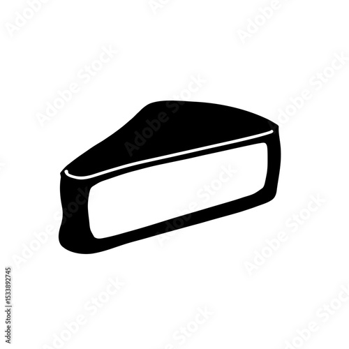 Minimalist black silhouette of a slice of pastel de nata on white background