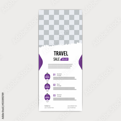 Modern Travel Roll-Up Banner Design for Tour Agency and Vacation Promotion
