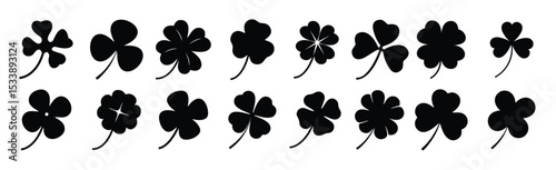 Clover silhouette set vector design big pack of shamrock illustration and icon