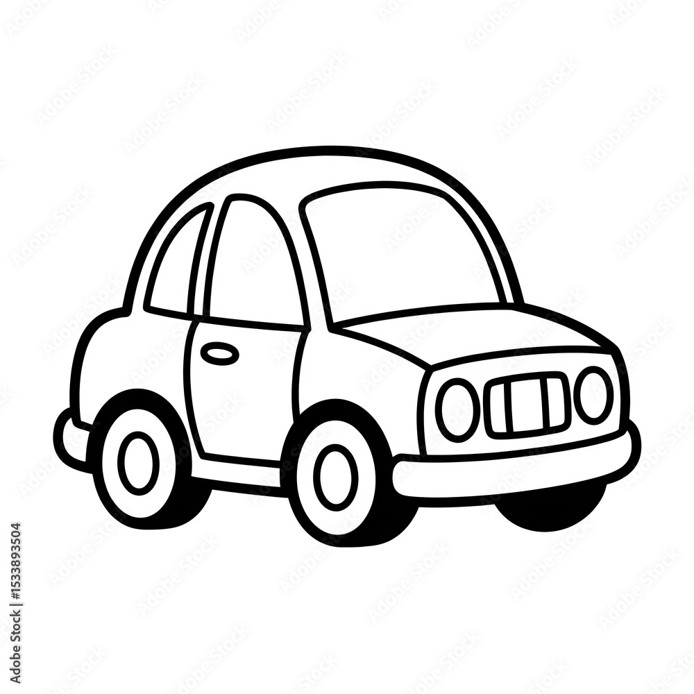 Fototapeta premium Simple Car Drawing: Easy Coloring Page for Kids